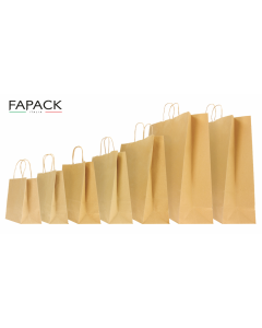 Shopper carta riciclata avana manico ritorto 
