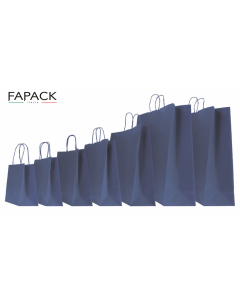 Shopper carta colore blu navy manico ritorto box 