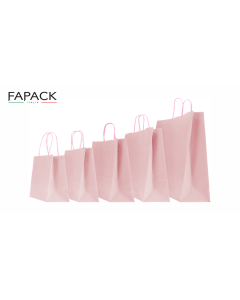 Shopper carta colore rosa cipria manico ritorto box