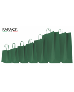 Shopper carta colore verde bosco manico ritorto personalizzata