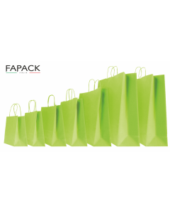 Shopper carta colore verde lime manico ritorto personalizzata